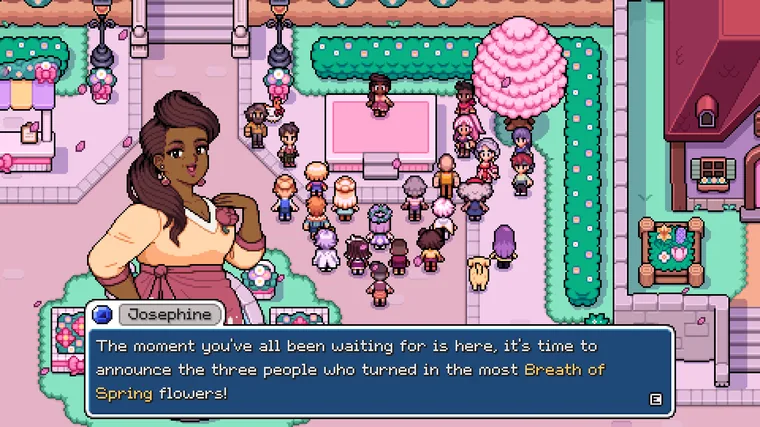 Official Fields of Mistria festival screenshot for villager gift planning